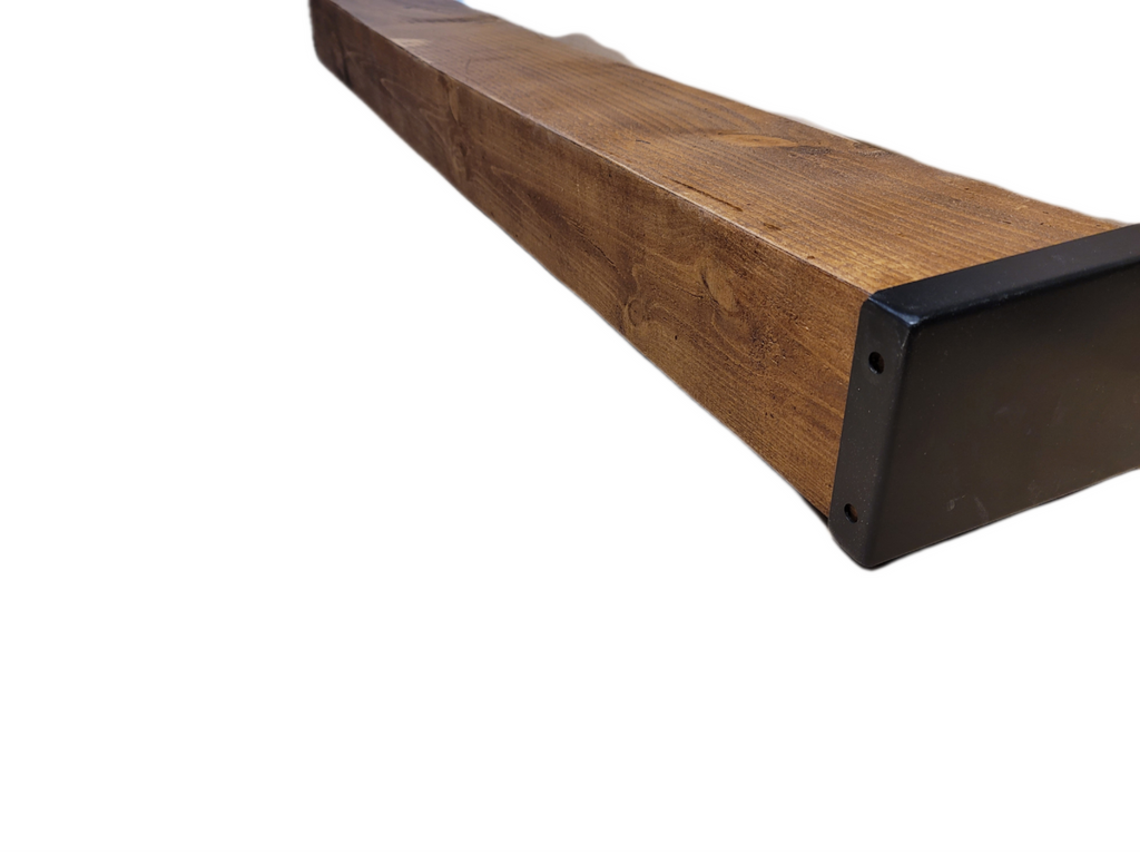 Étagère Style manteau de foyer avec embouts en métal - 7" Profondeur x 5" Ep x 60" Long / Miel