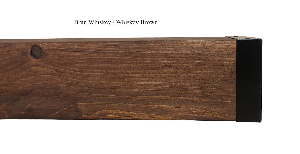 Étagère Style manteau de foyer avec embouts en métal - 7" Profondeur x 5" Ep x 60" Long / Brun Whiskey