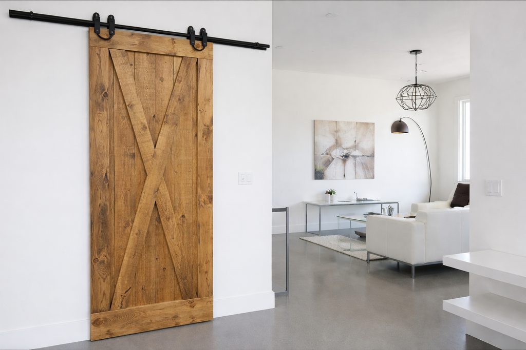 Porte Style Bois de Grange modèle "X" 37"L x 82"H - Portobello