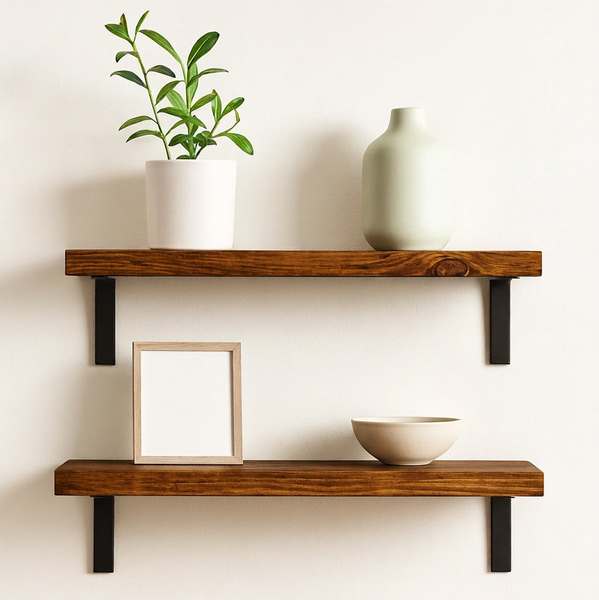 2" Wood Wall Shelf – Multiple Sizes – 24" / 6" / Whiskey Brown
