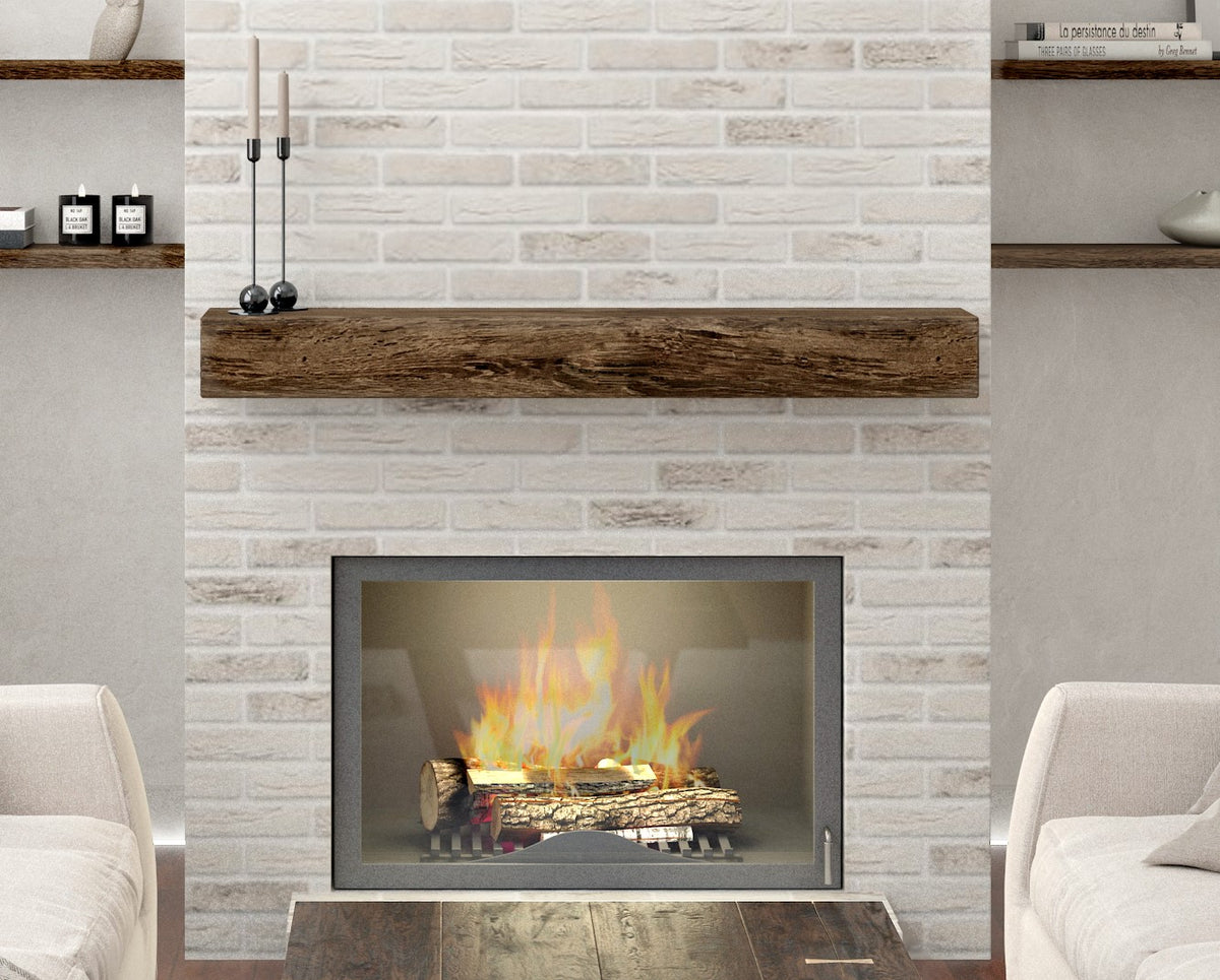 Fireplace mantel Shelf style with wood end caps Entrepot La Grange